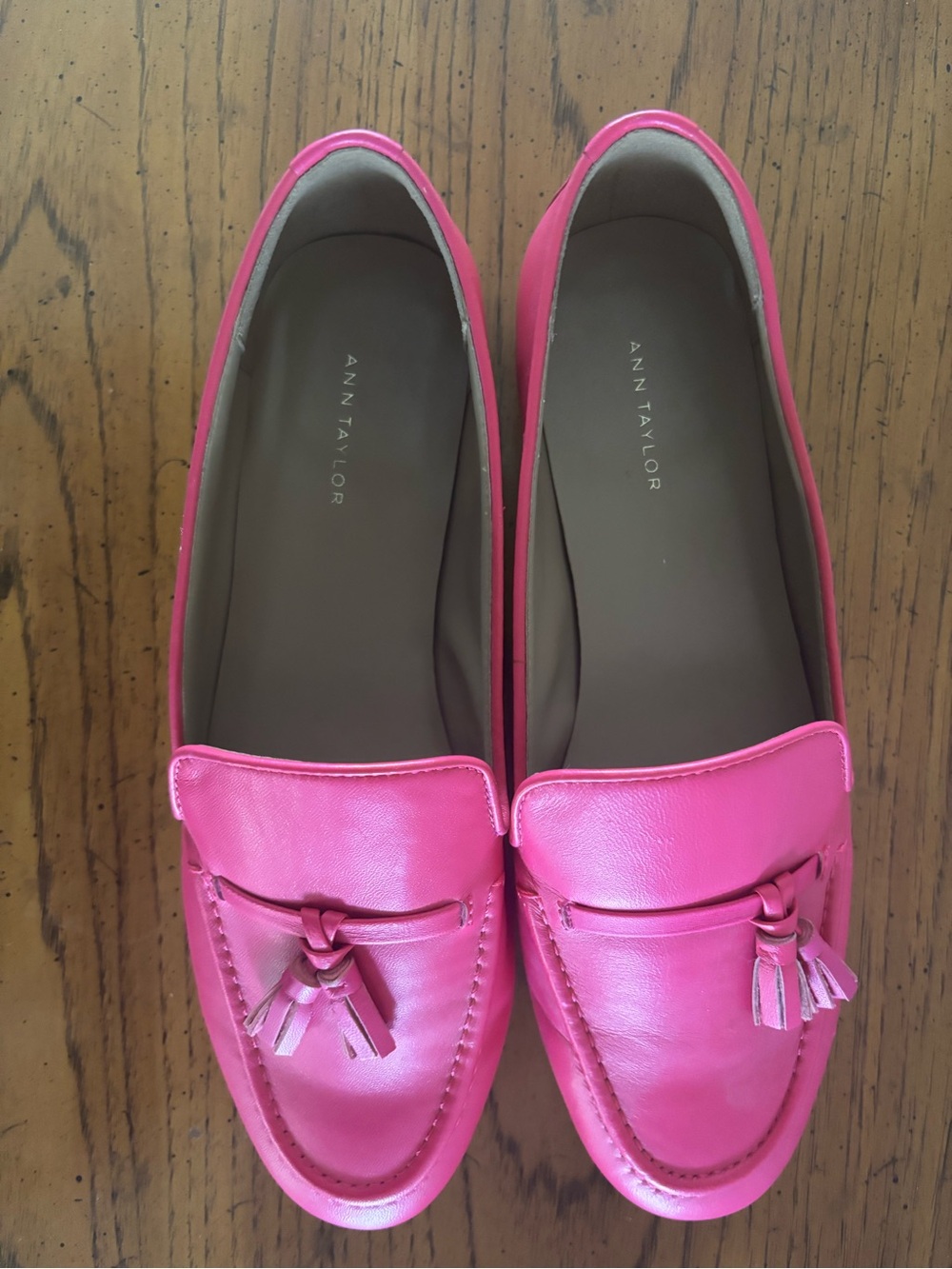 Ann Taylor Hot Pink Leather Tassel Loafers